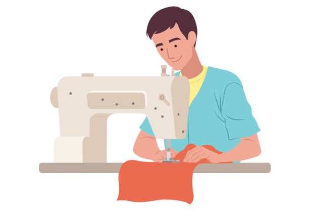 Man working on sewing machine